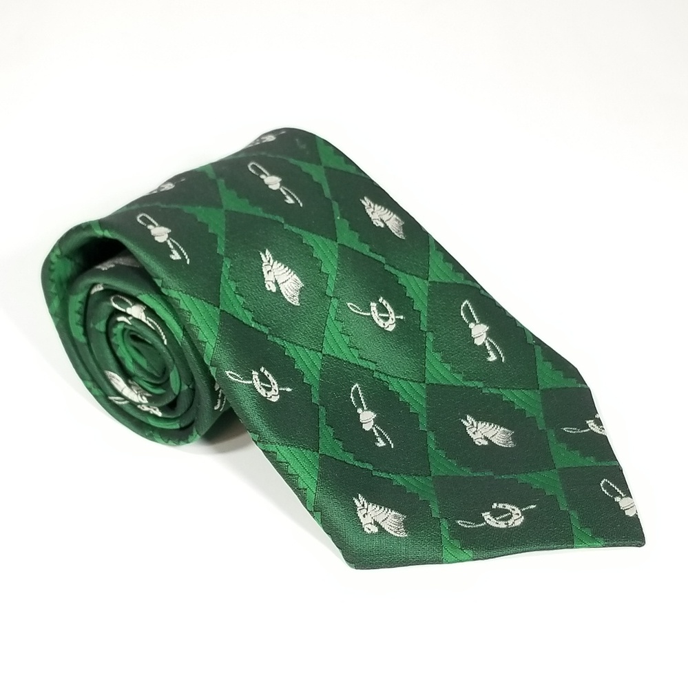 Vintage Equestrian Themed Tie - Kelly Green